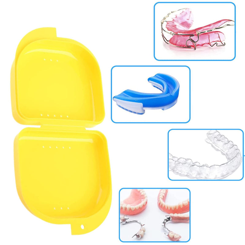 [Australia] - AidShunn Retainer Box Denture Cleaner Invisalign Case Teeth Retainers Denture Bath Slim Orthodontic Dental Case for Bleaching Trays,Mouth, Guard, Brace, Ear Plugs, Chewies Invisalign Yellow 