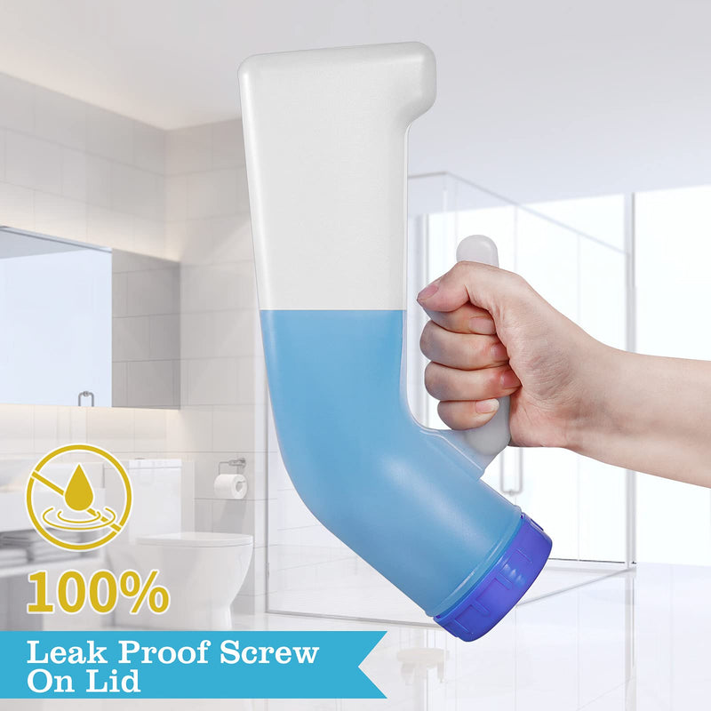 [Australia] - Unisex Urinals, Plastic Urine Bottles for Men and Women, SpillProof Screw Cap Lid, Portable Toilet Urinals Ideal for Car Travel Outdoor 2x Urinal - White and Blue 