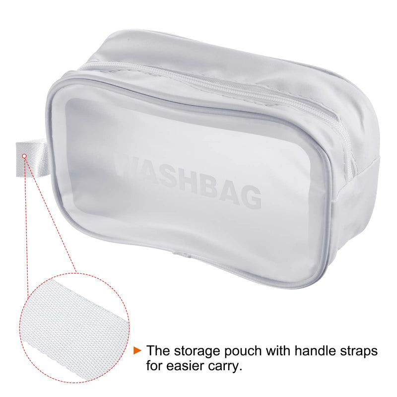 [Australia] - PATIKIL 4.7"x8.3"x2.8" Clear Toiletry Bag, 3 Pack PVC Makeup Bags Cosmetic Pouch with Zipper Handle for Travel Home Storage, White 