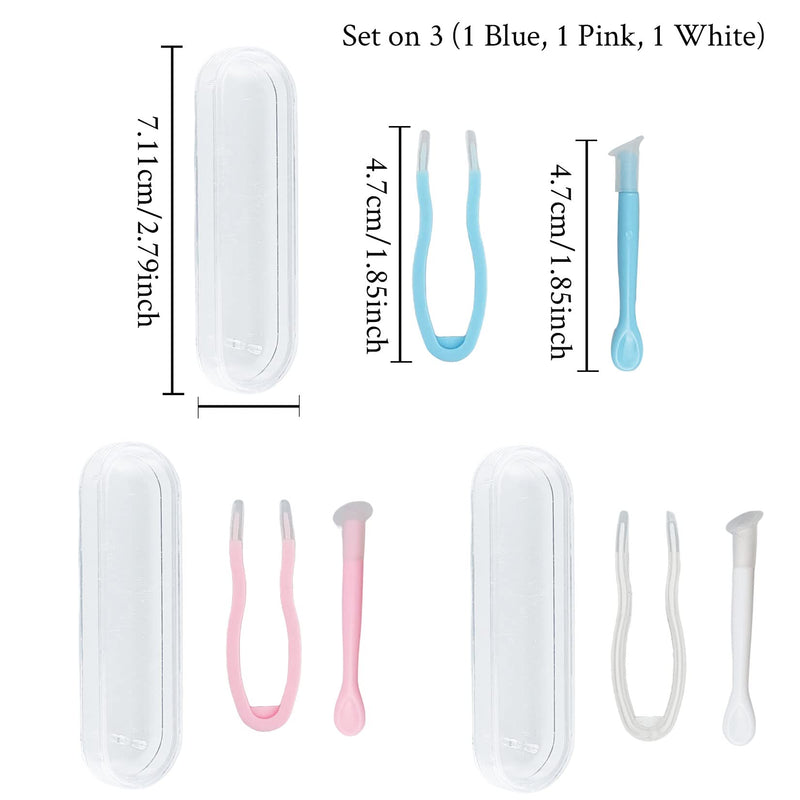 [Australia] - LuenHego Contact Lens Applicator 3 Packs Contact Lens Remover Tools and Contact Lens Tweezers Contact Lens Suction Stick Handler with Storage Cases, Pink, Blue, White 