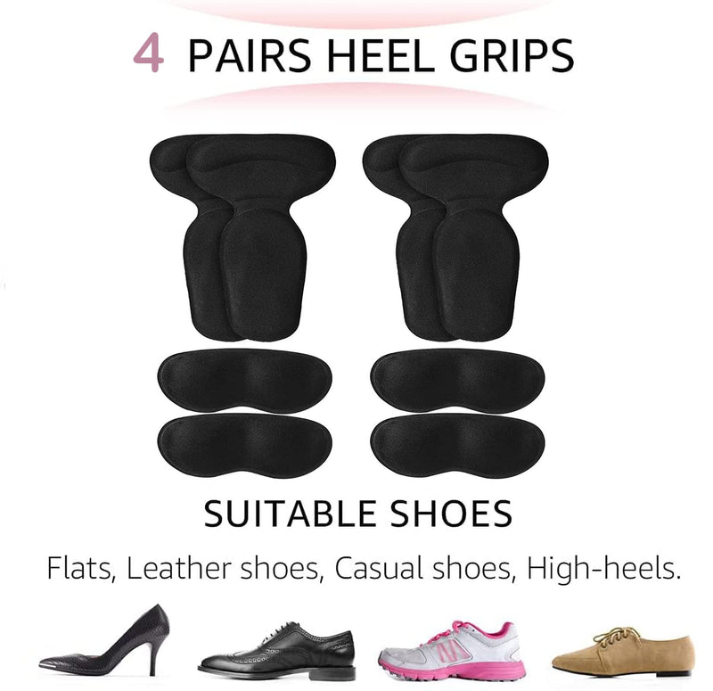 [Australia] - Heel Grips Set for Shoes Too Big,Heel Protectors Shoes Cushion Pads,Women Men Grips Liners Heel Blister Protectors,2 Practical Styles Shoe Inserts(4 Pairs) 