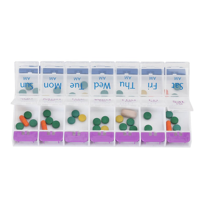 [Australia] - Shintop Pill Box Push Button, 7 Day Pill Organiser AM/PM with 14 Compartments to Hold Vitamin and Medicine (Clear) 