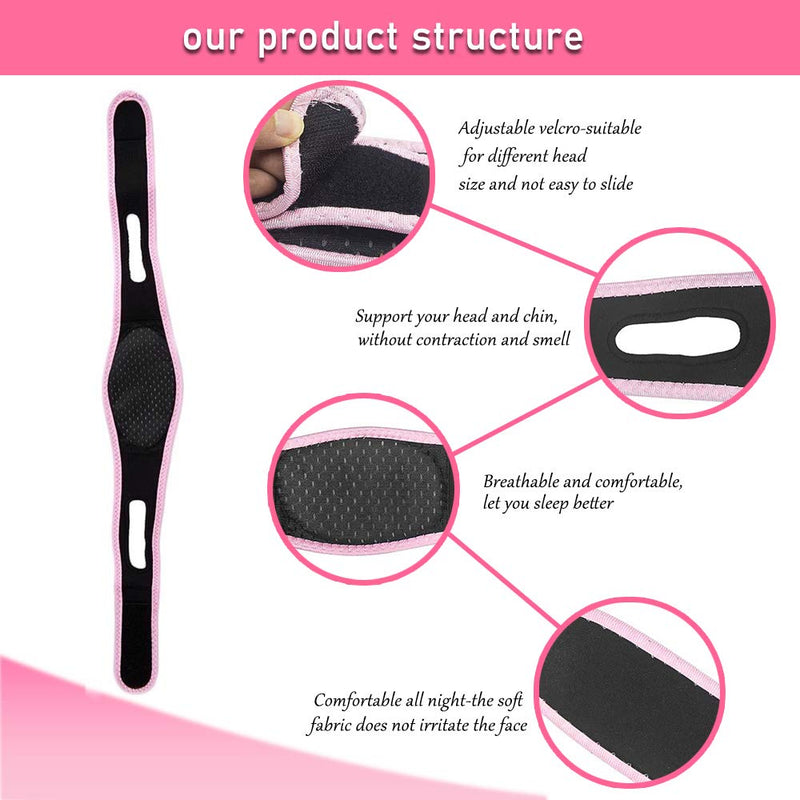 [Australia] - Face Slimming Strap,Queenii Chin Strap V Line Face Lifting Belt, Double Chin Reducer, Pain-Free Women Eliminates Sagging Skin Lifting Firming Anti Aging-Facial Mask Strap (Pink) Pink 