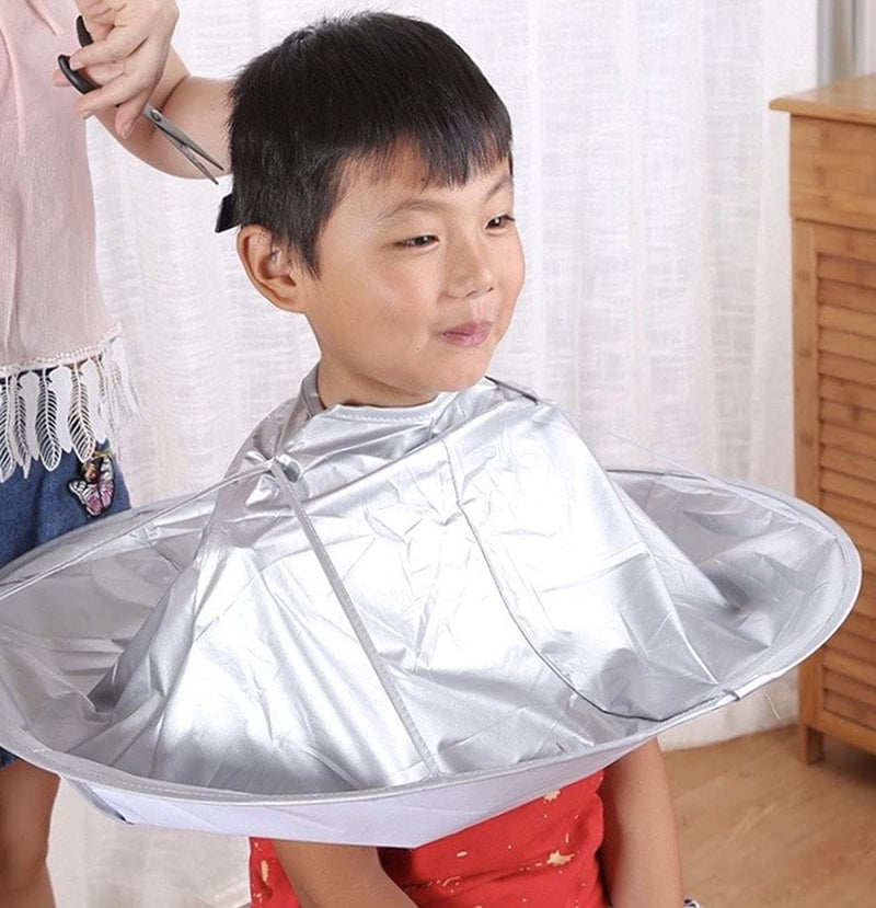 [Australia] - Hair Cutting Cloak Umbrella Cape Salon Barber Use at Home or Salon Stylist Hairdressing (Adult, Silvery) Adult 