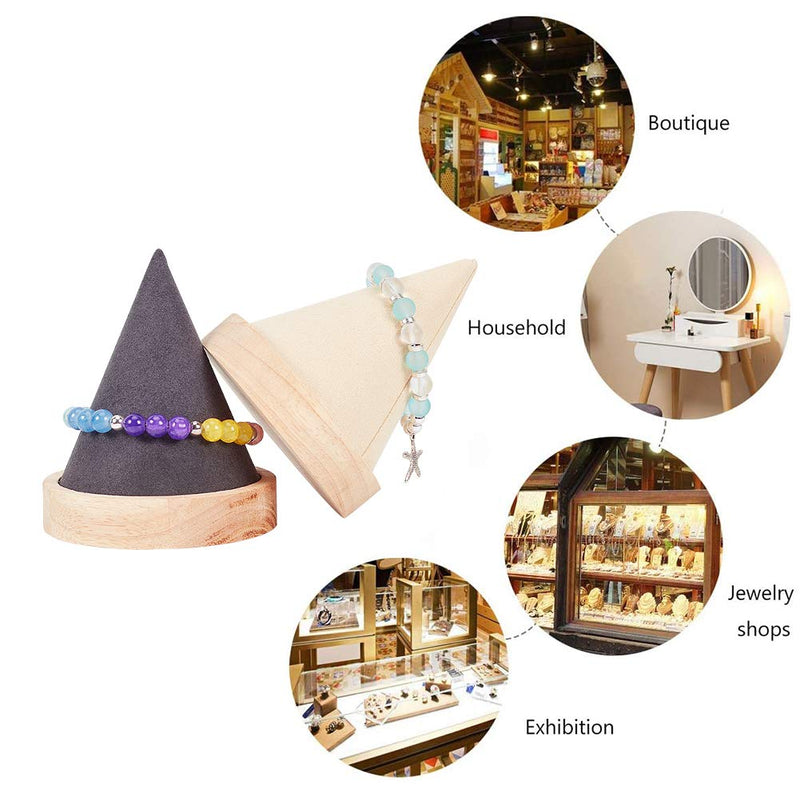 [Australia] - FINGERINSPIRE 2Pcs Wood Bracelet Holder Cone Shaped Bracelet Jewelry Display Stand Bangle Bracelet Watch Holder for Exhibit/Trade Shows/Retail Stores 