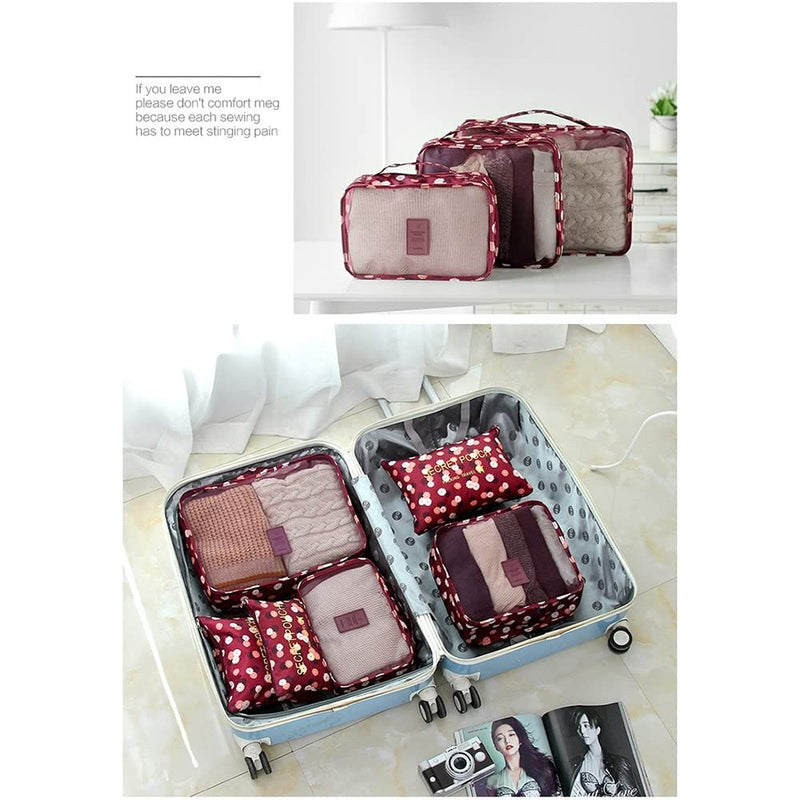 [Australia] - Angeer 12 Pcs Luggage Organiser Set Compression Pouch Packing Cubes Travel Storage Bags Clothes Suitcase (Wine red flowers) Wine Red Flowers 