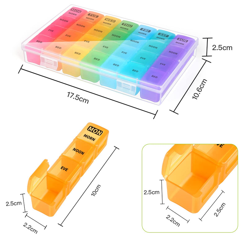 [Australia] - Pill Box Organiser 7 Day, Opret Pill Dispenser Weekly 4 Times a Day with 28 Compartment for Travel Home Use Tablets Vitamin Fish Oil BPA Free Coloured 