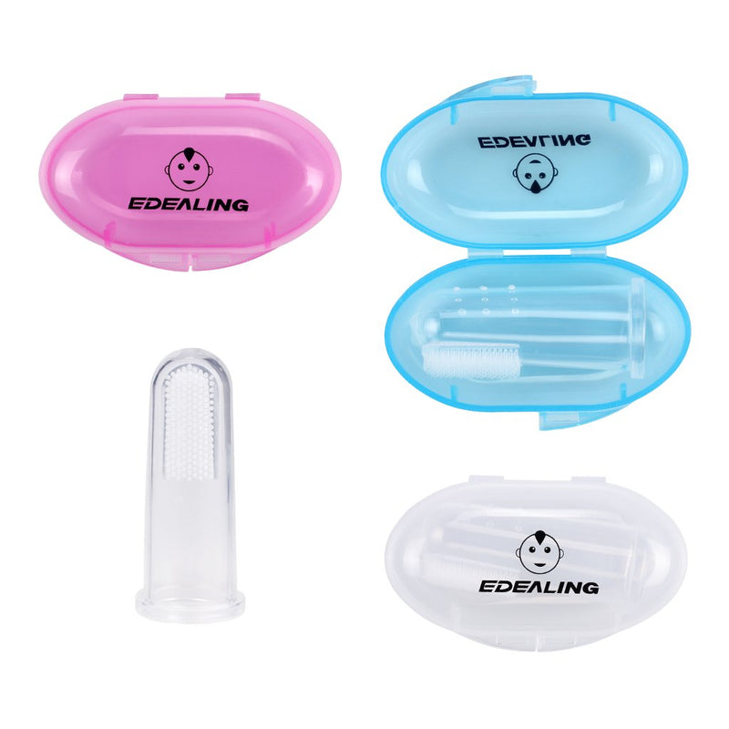 [Australia] - edealing Soft Safe Baby Toothbrush Kids Silicone Finger Toothbrush Gum Brush Clear Massage Pack Of 3 