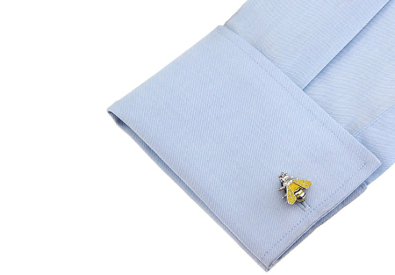 [Australia] - MRCUFF Bee Pair Cufflinks in a Presentation Gift Box & Polishing Cloth 