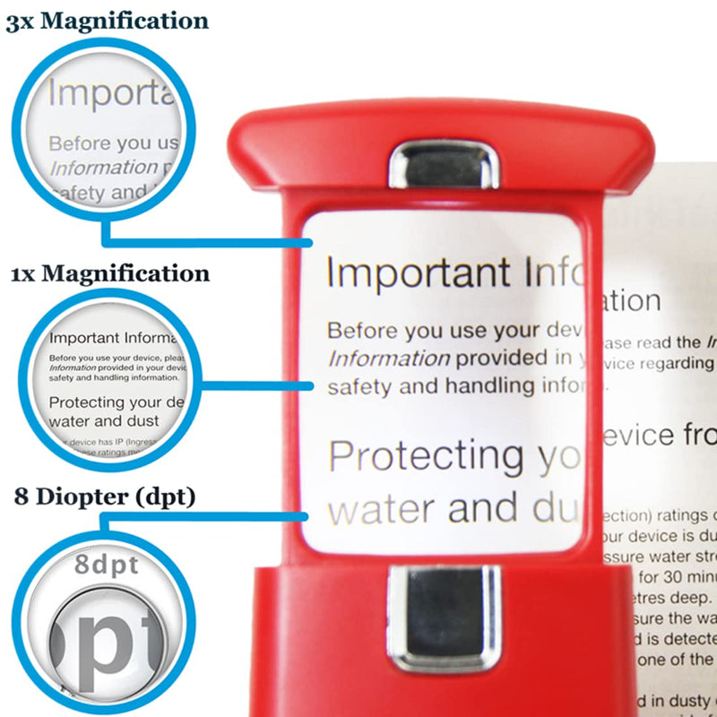 [Australia] - Pocket Magnifying Glass 3X an Elderly Assistant Product for Seniors; Helpful 50th 60th 70th Birthday Gift Set for Women and Men, Mom and Dad (Sedona RED) Sedona Red 