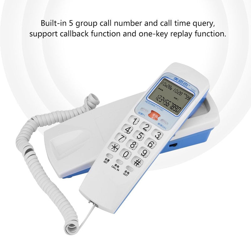 [Australia] - Trimline Corded Landline Phones with Caller ID & Backlit Dial, 30 Group Call Number Storage Inquiry, Crystal Big Button Fashion Extension Telephone for Home Office(White) White 