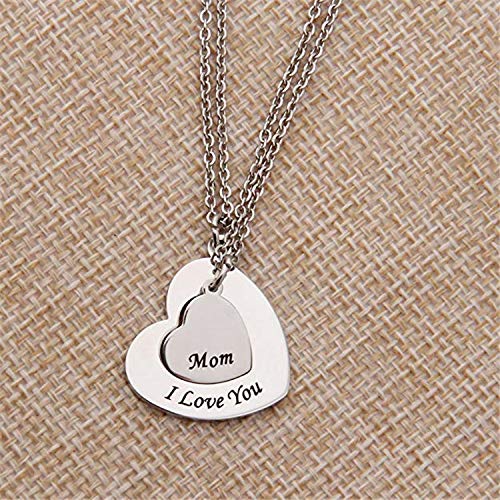 [Australia] - Gift for Daughter Mom Matching Heart Pendant Jewelry Mother Daughter Necklace Mothers Day Gifts for Mom Birthday Christmas Gifts Silver 