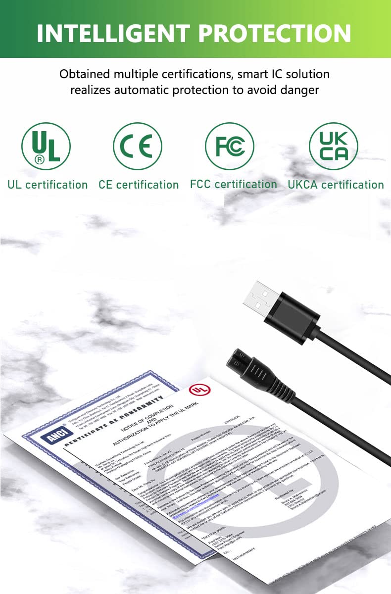 [Australia] - Bouge USB Charger Power Supply DC to Cable Compatible with Meridian Grooming Electric Shaver Trimmer Charging Cord Black Adapter 3.2FT 