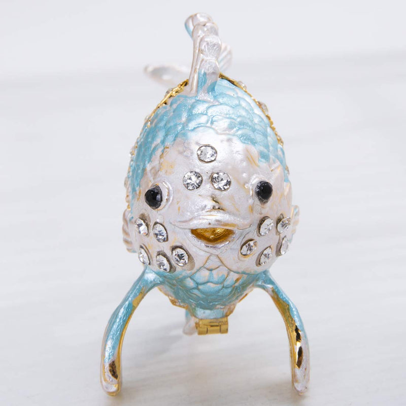 [Australia] - YU FENG Crystals Bejewelled Cute Goldfish Jewelry Trinket Box Hinged Collectible Animal Figurines Tiny Storage Box for Jewel,Treasures 