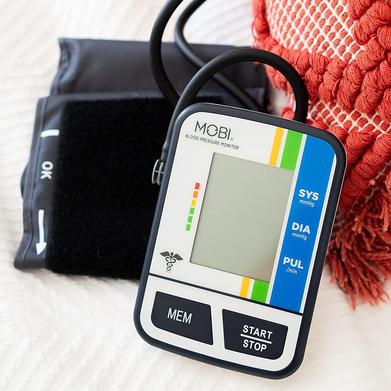 [Australia] - MOBI Health Automatic Arm Blood Pressure Automatic Blood Pressure Cuffs, Adjustable Cuff W Large or Small, LCD Display Monitors Pulse Rate Irregular Heart Rate Monitor Medical Machine & Carry Case 