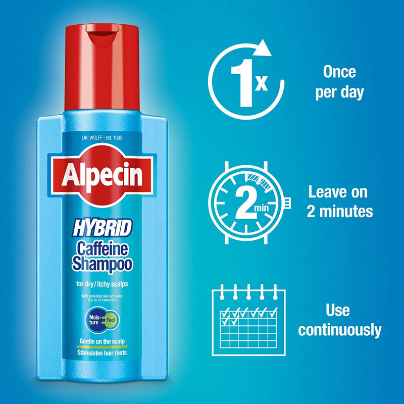 [Australia] - Alpecin Hybrid Shampoo 250ml | Natural Hair Growth Shampoo for Sensitive and Dry Scalps | Energizer for Strong Hair | Hair Care for Men Made in Germany 