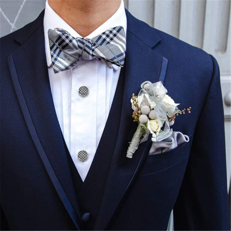 [Australia] - HAWSON Cufflinks and Studs for Men-Flower Pattern Men Fashion Tuxedo Shirt Silver Cufflinks and Studs Set for Regular Weeding Business Accessories 40166 