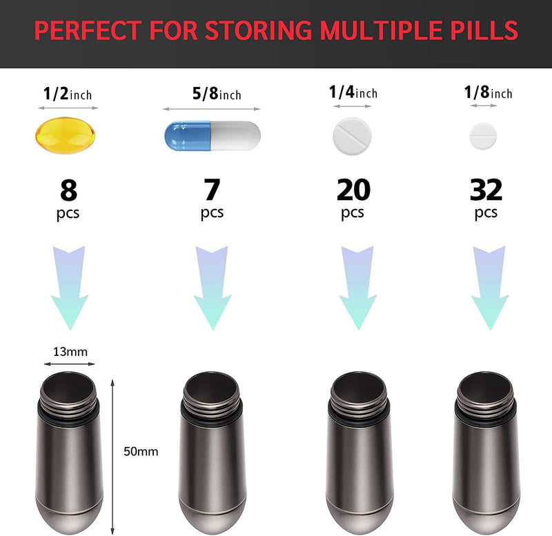 [Australia] - WUBAYI Pill Box Portable Pill Container Waterproof Aluminium Keychain Pill Boxes Pillbox Organiser for Outdoor Camping Trips and Adventures 