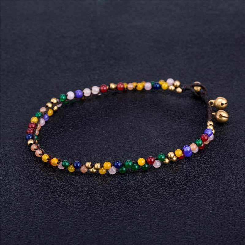 [Australia] - kelistom Bohemian Ankle Bracelets for Women Teen Girls, Handmade Natural Stone Beaded Chain Anklet color-beaded 