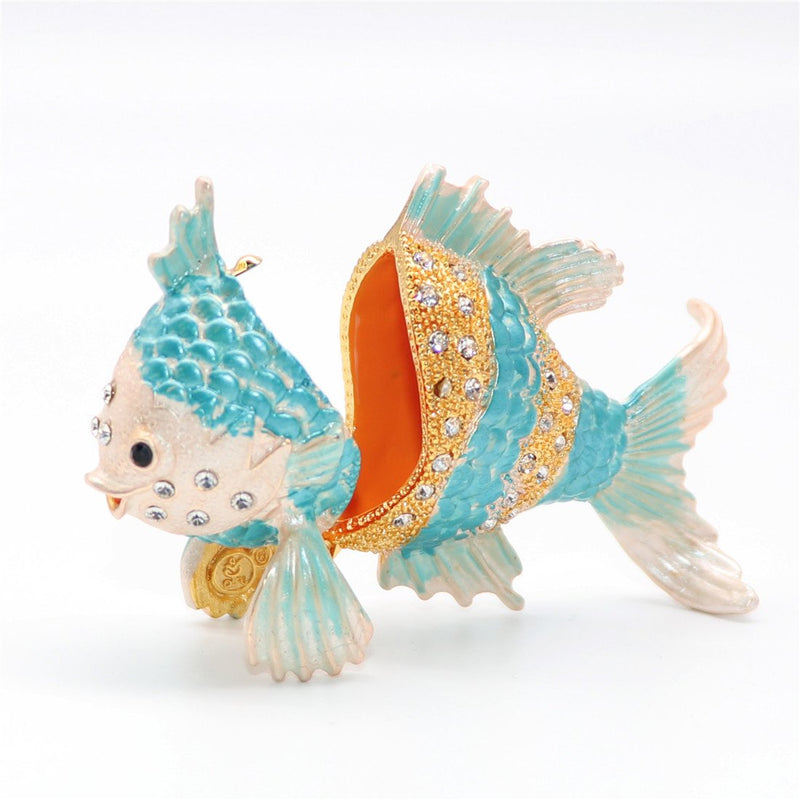 [Australia] - Waltz&F Tropical fish Trinket Box Hinged Hand-painted Animal Figurine Collectible Ring Holder 