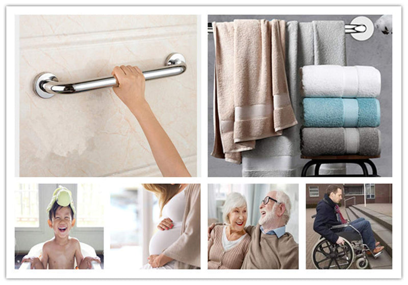 [Australia] - Bathroom Grab Bar Stainless Steel Bath Grab Safety Hand Rail Support Shower Toilet Aid for Disabled Elderly Children Mobility & Daily Living Aids 30CM 