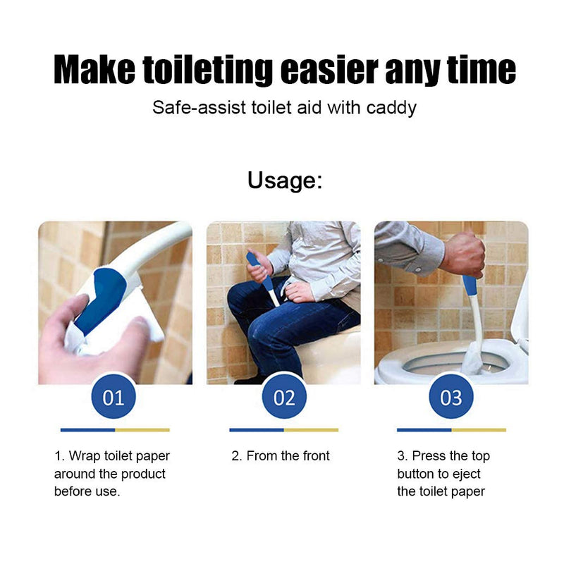 [Australia] - Foldable Toilet Aids Wiper, Long Handle Easywipe Bottom Wiper for Elderly, Soft Touch Comfort Self Wipe Assist Holder, Folding Personal Hygiene Aid to Assist Wiping 