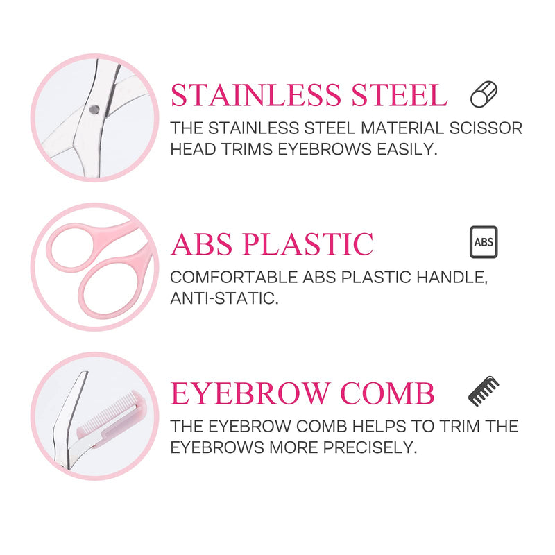 [Australia] - Eyebrow Comb Scissors,CALAILIS Eyebrow Scissors,Eyelash Hair Scissors Cutter Shaper Beauty Tool for Women Men Pink 