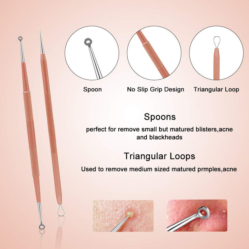 [Australia] - 10 PCS Blackhead Remover Tool Kit, Aooeou Professional Stainless Steel Pimple Popper Tool Treatment for Blemish, Whitehead Popping, Zit Removing for Nose Face Rose gold 