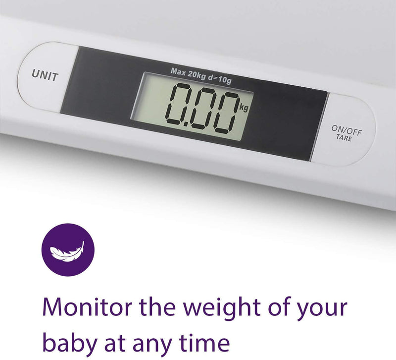 [Australia] - Marco Paul 20kg Electronic Baby Weighing Scales Infant Pet Bathroom Toddler Body Digital Scale for Babies or Small Animals Battery Operated White Multi-Function Baby Scale Monitor Health Growth 