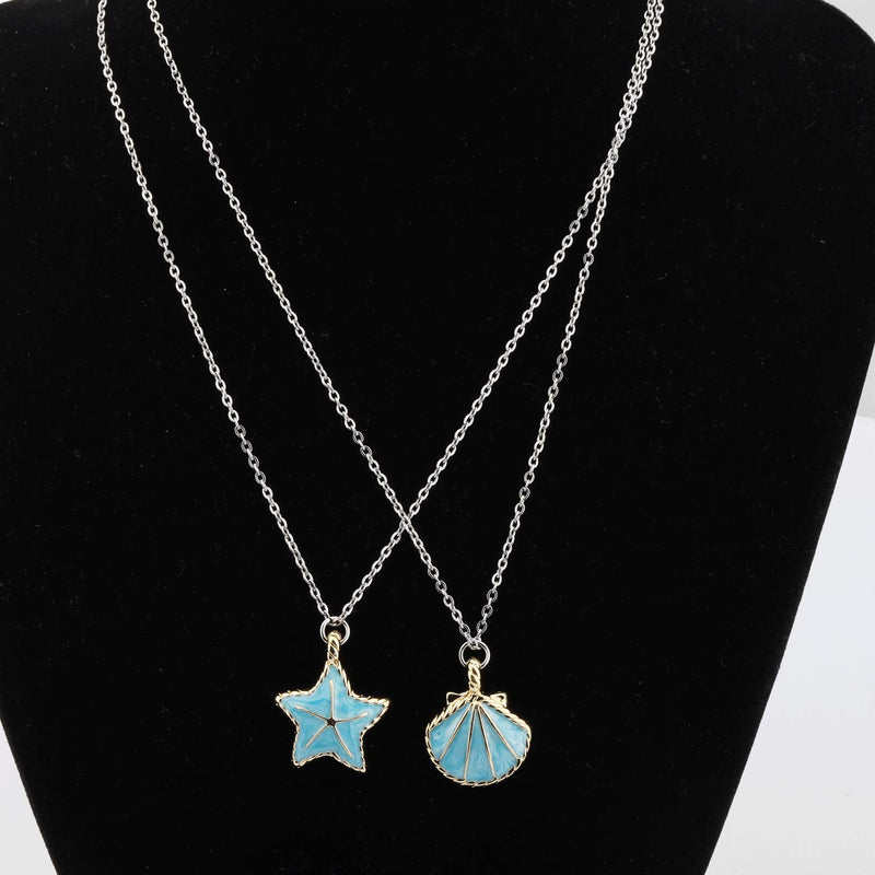 [Australia] - WSNANG Sea Shell Starfish Necklace/Earring Summer Jewelry Ocean Beach Themed Gifts for Women Girl Beach Lovers Gift 