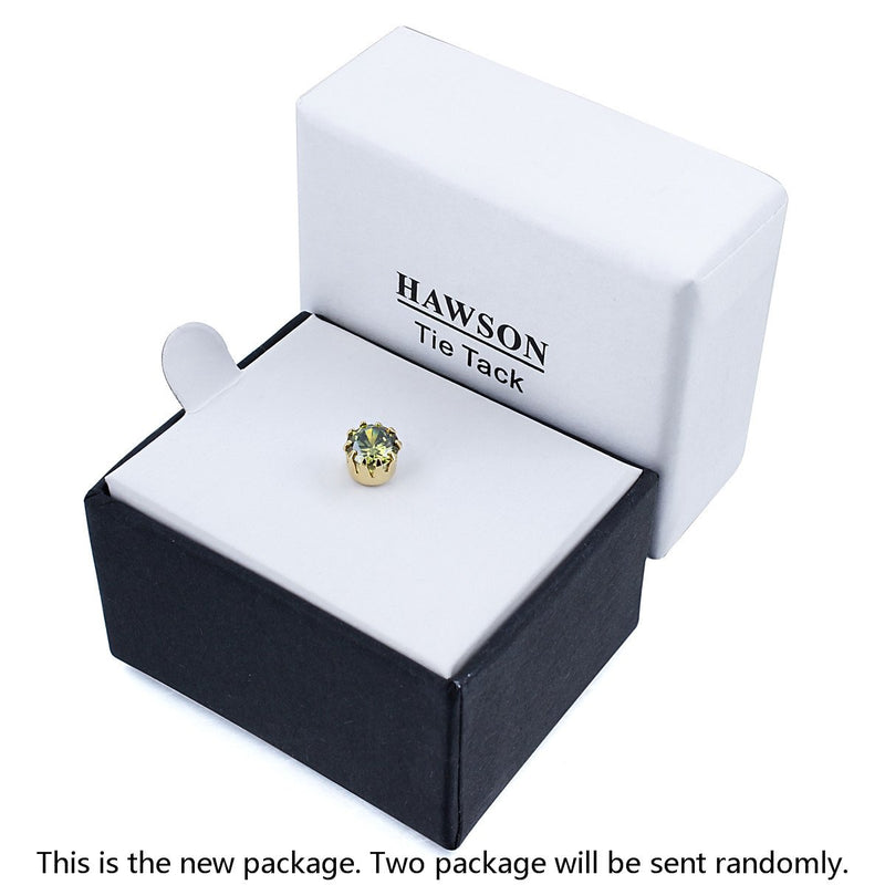 [Australia] - HAWSON Mens Crystal Tie Tack with Chain Gold Tie Clip Party Accessories 11 Color Options Green 