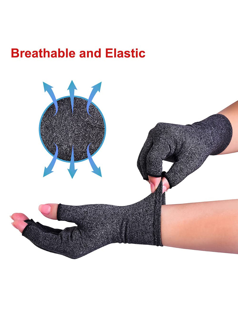 [Australia] - 2 Pairs Arthritis Compression Gloves Fingerless Warm Winter Gloves for Women Men Relieve Symptoms Rheumatoid Osteoarthritis Raynauds Disease Breathable Comfortable Fit Daily Replacement (Grey, S) Grey 