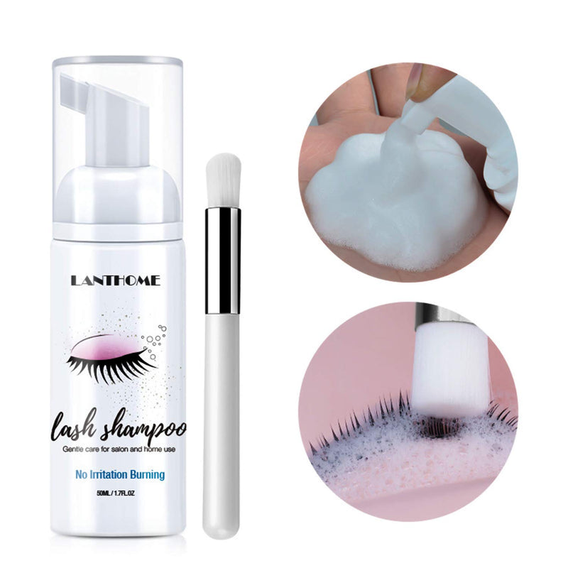 [Australia] - Lash Shampoo + Brush + Mascara Wand, Eyelash Eyelid Foam Cleanser To Remove Makeup Residue & Mascara/Safe and Mild/Perfect For Salon Use And Home Care 