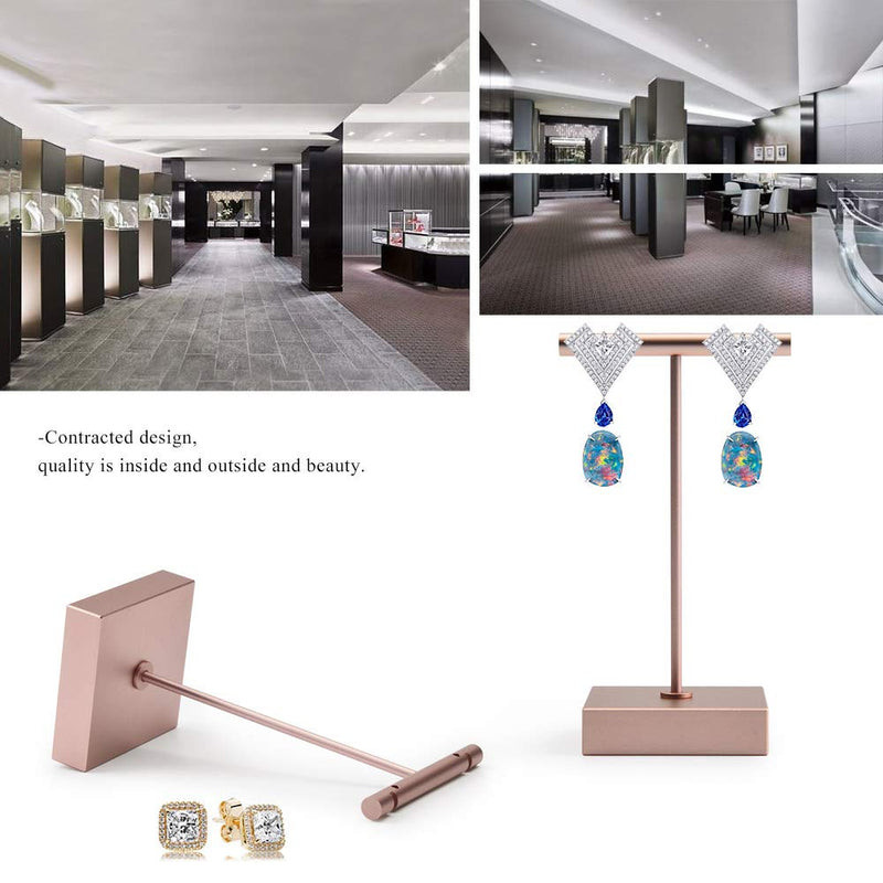 [Australia] - Oirlv Pure Metal T- Shape Earring Display Stand Showcase Organizer Earring Tree(Rose Gold) Rose Gold 