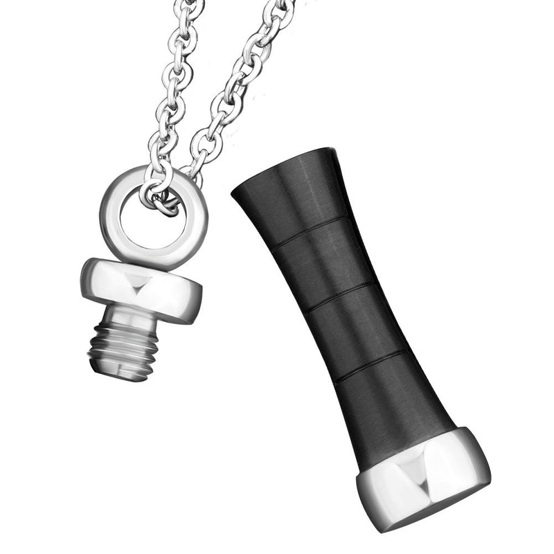 [Australia] - Q&Locket Black Cylinder Urn Necklaces for Ashes Cremation Jewelry 