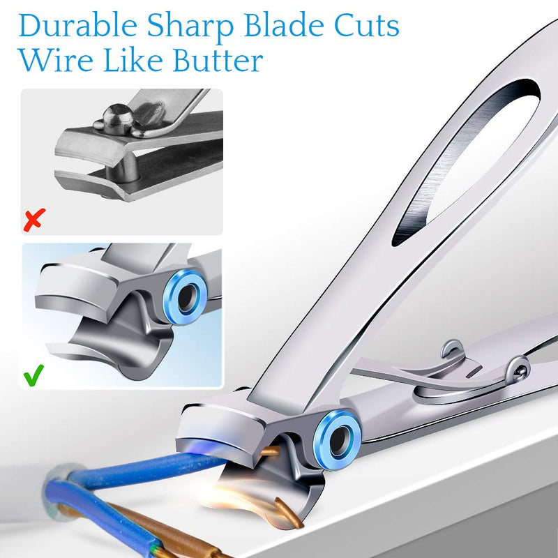 [Australia] - Nail Clippers For Thick Nails - PrettyDiva Wide Jaw Opening Oversized Nail Clippers, Stainless Steel Heavy Duty Toenail Clippers For Thick Nails, Extra Large Toenail Clippers for Men Seniors Elderly Silver 