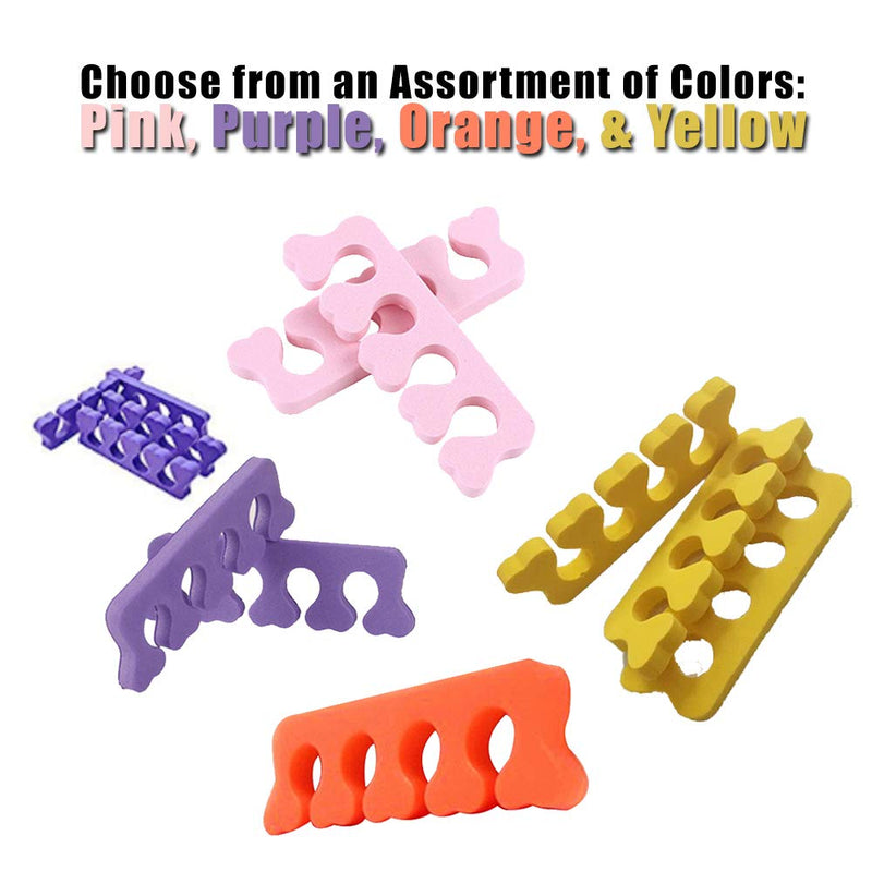 [Australia] - New8Beauty Toe Separators Toe Spacers (12 Pairs)- Apply Nail Polish During Pedicure Manicure - Stocking Stuffers for Ladies Women Teens Girls Kids - Nail Spa Party Supplies Multi-colored:Purple Pink Yellow Orange 