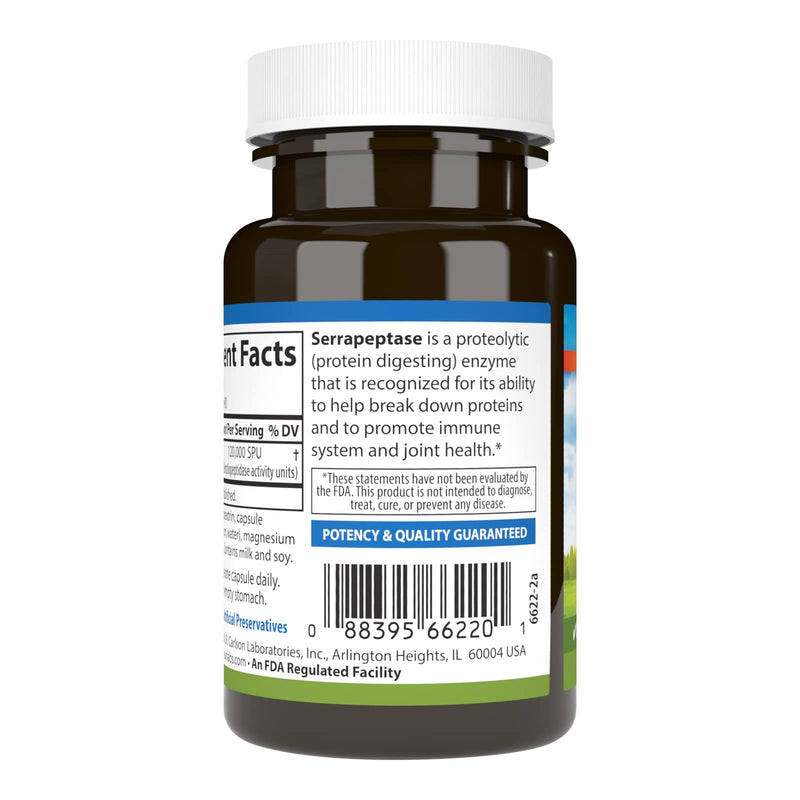 [Australia] - Carlson - Serrapeptase, 120000 SPUs - Delayed Release, Immune Support, Joint Function & Optimal Wellness, 90 Vegetarian Capsules 