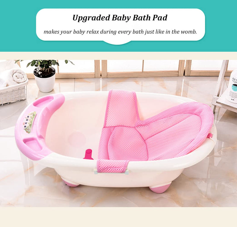 [Australia] - Infant Baby Bath Pad Non Slip Bath Seat Net for Babies Infant Supportive Bathtub Pillow Baby Newborn Bath Support Sling Soft Breathable Bath Cushion 3D Mesh Bath Support Seat Adjustable for 0-36months Pink 