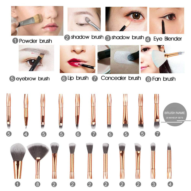 [Australia] - Eye Brush Set, 20 pcs Unicorn Eyeshadow Eyeliner Blending Crease Kit Makeup Brushes Make Up Foundation Eyebrow Eyeliner Blush Cosmetic Concealer Brushes 