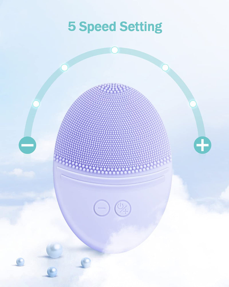 [Australia] - EZBASICS Facial Cleansing Brush made with Ultra Hygienic Soft Silicone, Waterproof Sonic Vibrating Face Brush for Deep Cleansing, Gentle Exfoliating and Massaging, Inductive charging (Violet) Violet 