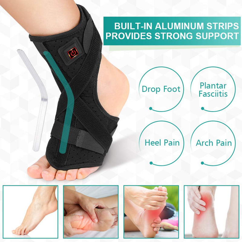 [Australia] - Foot Heating Pad,Plantar Fasciitis Support Brace 1 Pair Compression Foot Sleeves Heated Therapy Night Splint Achilles Tendonitis for Arthritis Sprains Strains Heel Spur Torn Tendons Black Foot Splint+Socks 