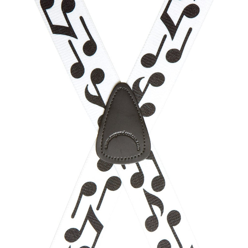 [Australia] - SuspenderStore Men's Black Musical Notes On White Suspenders 54" for 6'1" to 6'5" tall 