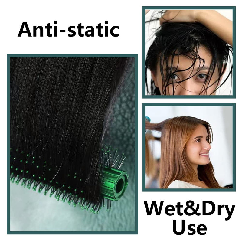 [Australia] - 4 Pcs Hair Brush Set,Anti Static Massage Oval Comb,Detangling Brush Round Hair Brush Vent Hair Brush ,Professional Styling Hair Brush for Men Women Pearlescent Green 