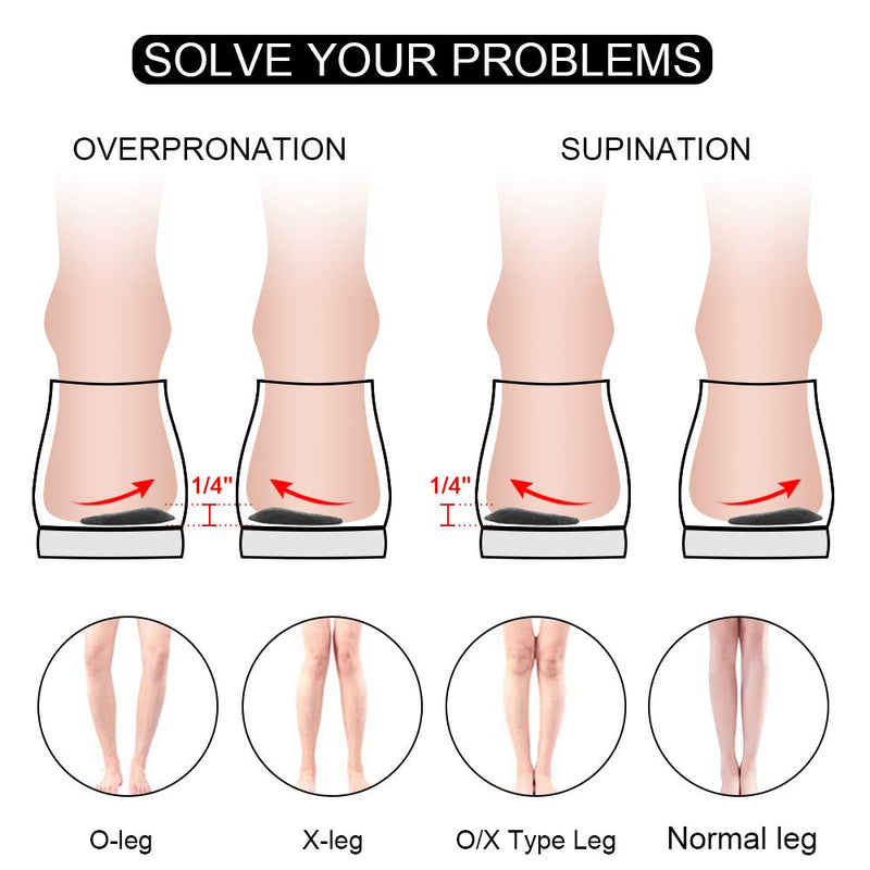 [Australia] - SQHT Orthotics Medial & Lateral Heel Wedge Silicone Insoles for Supination and Pronation, Corrective Adhesive Gel Shoe Inserts for Bow Legs, Foot Alignment, Knock Knee Pain (Transparent+Brown+Black) Transparent+brown+black 