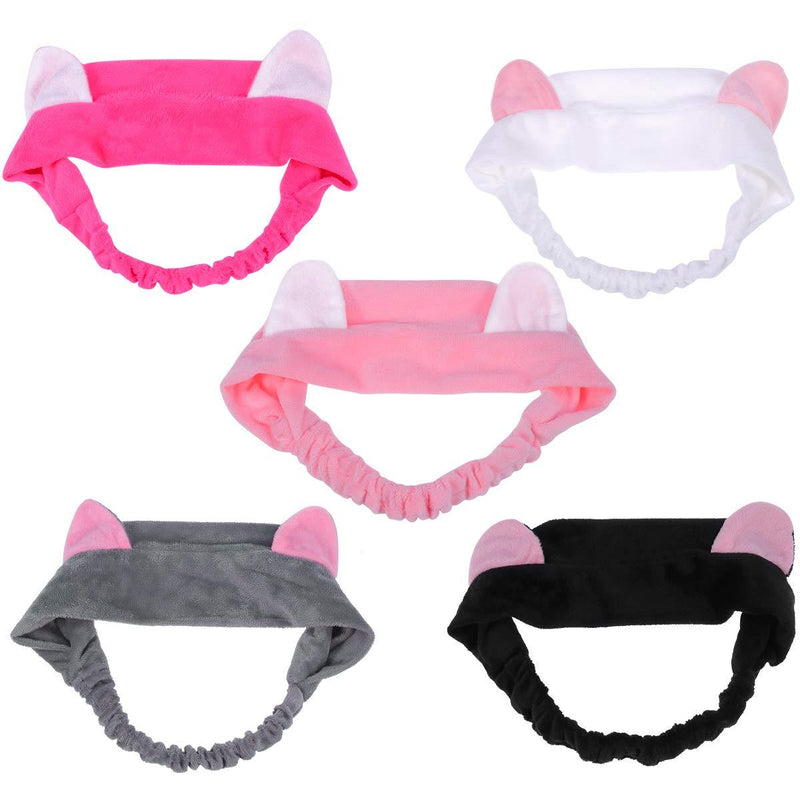 [Australia] - Frcolor 5pcs Cat Ear Make Up Face Washing Spa Shower Mask Hairband Makeup Cosmetic Headband 