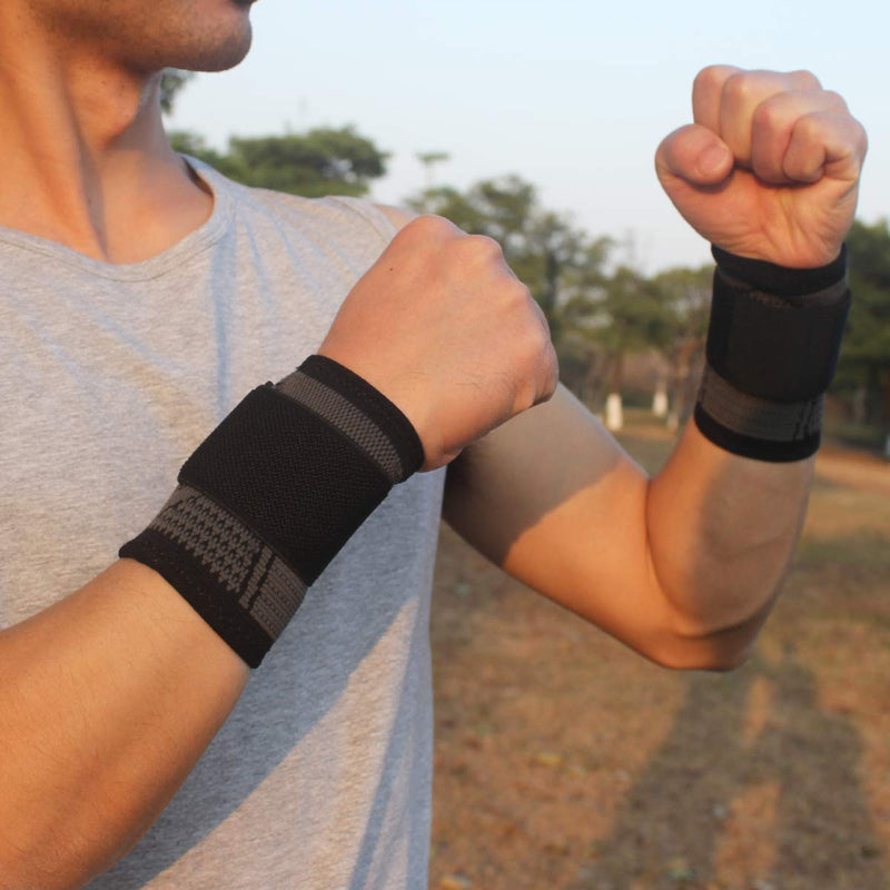 [Australia] - 2 Pack Wrist Brace Carpal Tunnel, Wristbands Compression Wrist Strap, Wrist Wraps Support Sleeves for Work Fitness Weightlifting Sprains Tendonitis Pain Relief Breathable (Black, M) Black Medium (Pack of 2) 