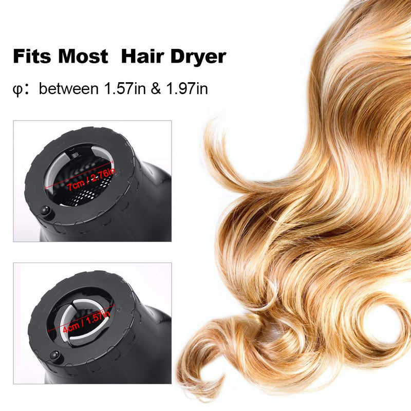 [Australia] - Universal Hair Diffuser, Adjustable Hair Dryer Diffuser Nozzle Suitable for 1.57in to 2.76in for Natural Curly Wavy Hair -Black Black 