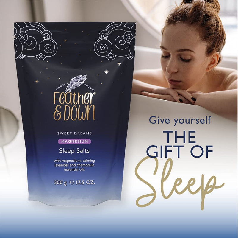 [Australia] - Feather & Down Sweet Dreams Magnesium Sleep Salts (500g) � with Magnesium Calming Lavender & Chamomile Essential Oils. Relieve Stress & Tension. Encourages a Restful Night�s Sleep 