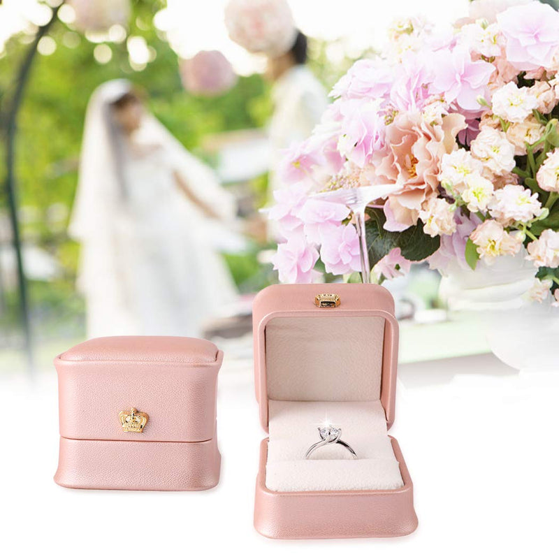 [Australia] - iSuperb Set of 2 Pink Ring Box Proposal Ring Boxes Couple Engagement Jewelry Gift Box Case PU Leather Ring Earrings Jewelry Display for Wedding (Pink ring box) 2pcs Pink Ring Box 